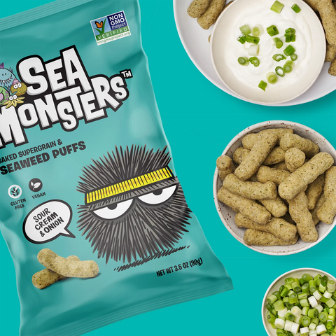 Sea Monsters Seaweed Puff Sour Cream And Onion - 3.5 oz
