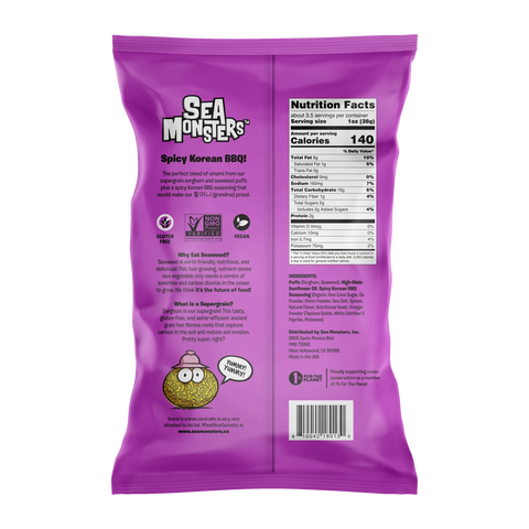 Sea Monsters Seaweed Puff Spicy Korean BBQ - 3.5 oz