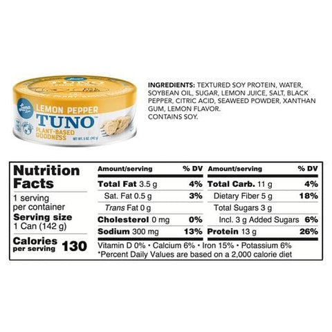Loma Linda Tuno Lemon Pepper Plant-Based Tuna - 5 oz.