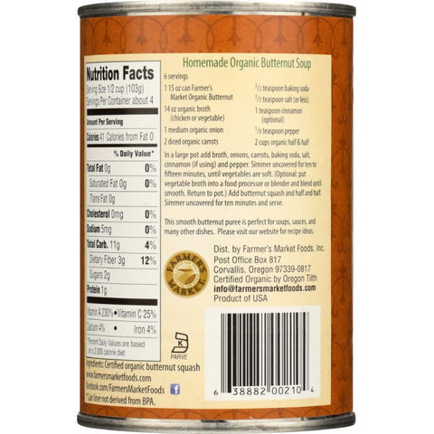 Farmer's Market Organic Butternut Squash Puree - 15 oz.