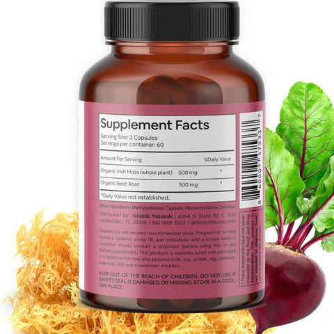 Atlantic Naturals Organic Sea Moss With Beet Root Capsules, 120 vc