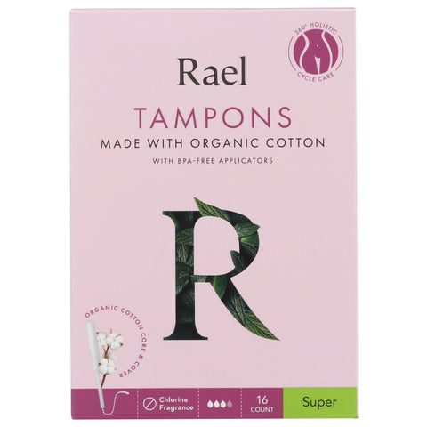 Rael Organic Cotton Tampons Super - 16 ea | Rael Tampons | Rael | Vegan Black Market