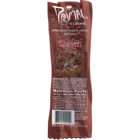 Primal Strips Meatless Seitan Jerky Teriyaki - 1 oz | Vegan Black Market