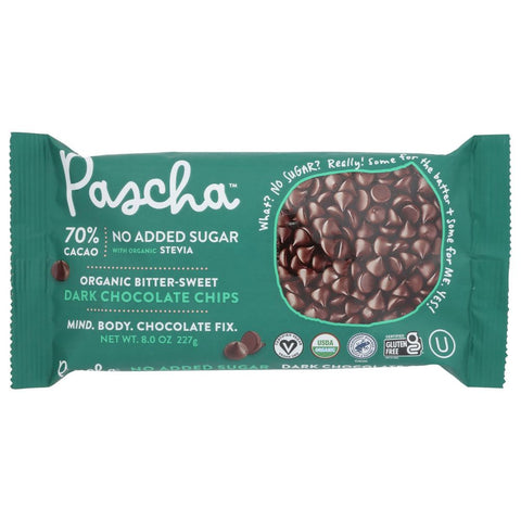 Pascha Organic Bitter-Sweet Dark Chocolate Chips - 8 oz | Vegan baking chips | Vegan Black Market