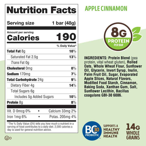 Lenny and Larry's The Complete Kickstart Breakfast Bars Apple Cinnamon - 4ct/1.69oz