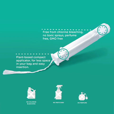 Organic Initiative Non Toxic Organic Cotton Tampons Regular - 16 pc