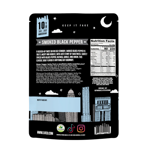 Louisville Vegan Jerky Co Pete's Smoked Black Pepper - 3 oz.