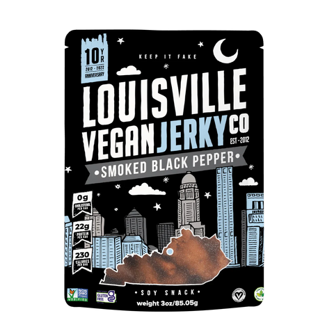 Vegan Jerky | Plant Based Jerky | Louisville Vegan Jerky Co Pete's Smoked Black Pepper | Vegan Black Market