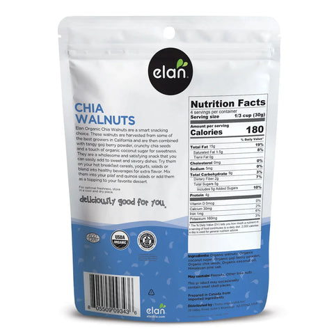 Elan Organic Chia Walnuts With Chia Seeds And Goji Berries - 4.5 oz.