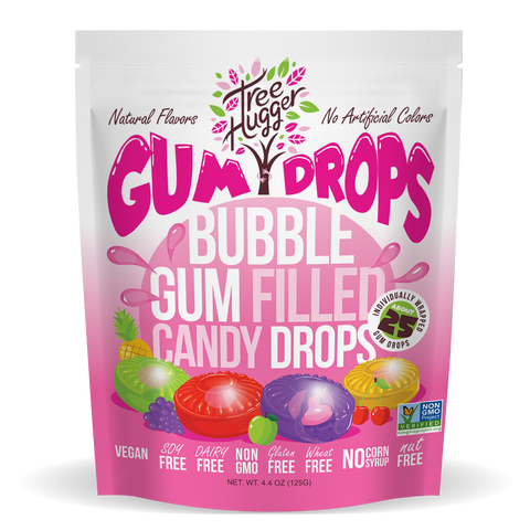 Tree Hugger Bubble Gum Filled Candy Drops - 4.4 oz | Vegan Black Market