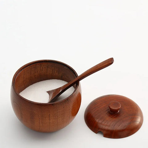 Natural Wood Spice Jar with Spoon | Vegan Black Market