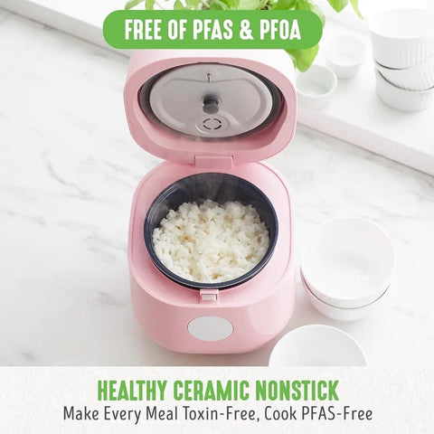 Green Life Ceramic Nonstick Rice Oats and Grains Cooker 4-Cup