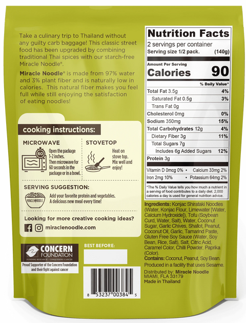 Miracle Noodle Pad Thai Plant Based Noodles - 9.9 oz.