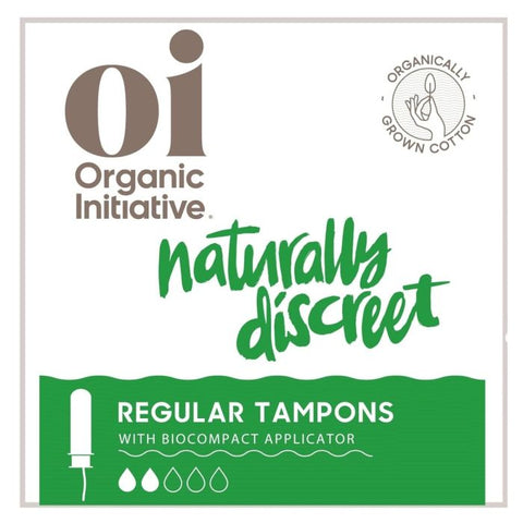 Organic Initiative Naturally Discreet Organic Cotton Tampons Regular - 16 pc | Non Toxic Tampons | Vegan Black Market