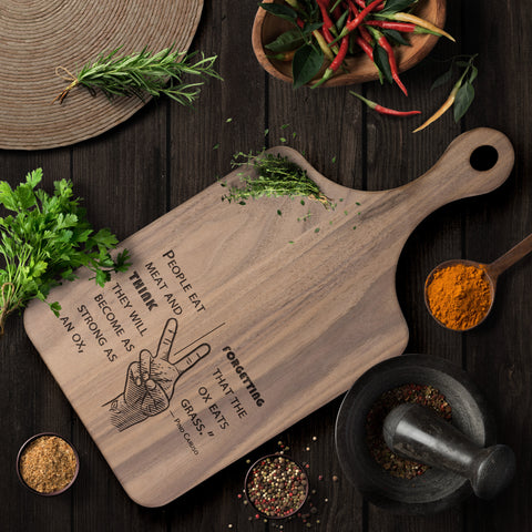 Pino Caruso Ox Quote Hardwood Paddle Cutting Board