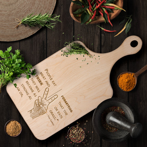 Pino Caruso Ox Quote Hardwood Paddle Cutting Board