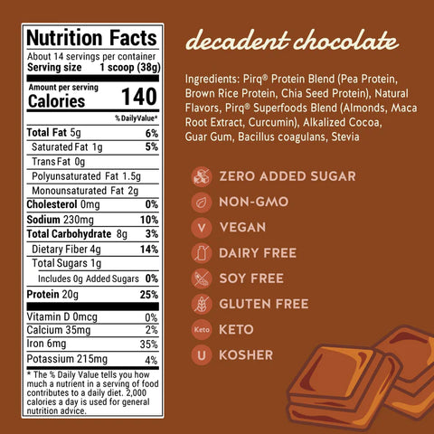 Priq Plant Protein Powder Decadent Chocolate - 1.17 lb