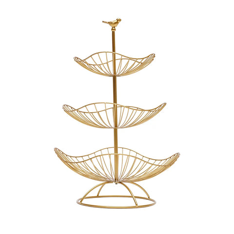 Gold Metal Wire 3 Tier Produce Holder Basket