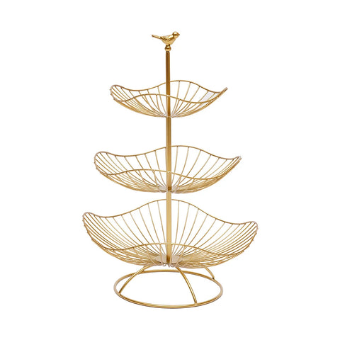 Gold Metal Wire 3 Tier Produce Holder Basket