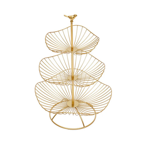 Gold Metal Wire 3 Tier Produce Holder Basket