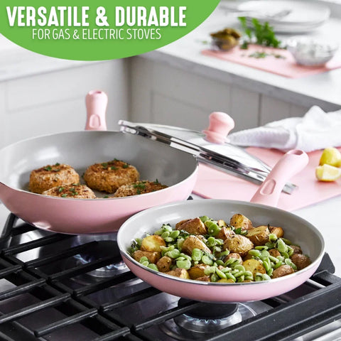 GreenLife Ceramic Nonstick Pink Cooking Pots & Pans 15pc Set
