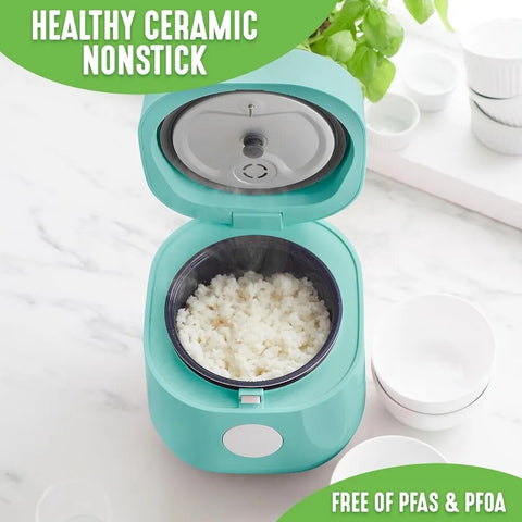Green Life Ceramic Nonstick Rice Oats and Grains Cooker 4-Cup