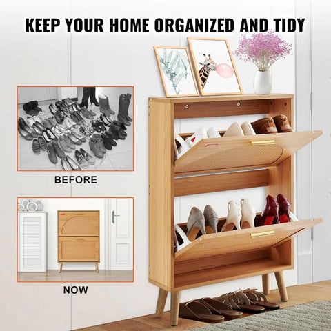Wooden Doorway Narrow Shoe Cabinet For Entryway With Doors