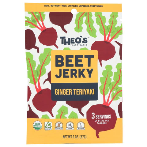 Theos Plant Based Beet Jerky Ginger Teriyaki - 2 oz | Theos Plant Based | Vegan Black Market
