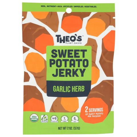 Theos Plant Based Sweet Potato Jerky Garlic Herb - 2 oz | Theos Plant Based | Vegan Black Market
