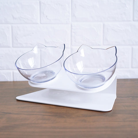 Modern And Transparent Raised Double Cat Bowl Feeder