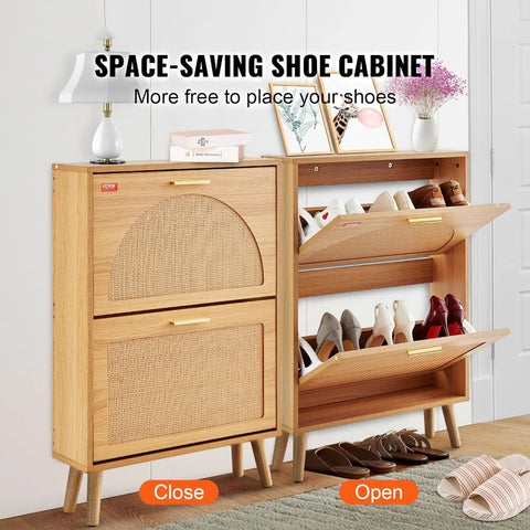 Wooden Doorway Narrow Shoe Cabinet For Entryway With Doors