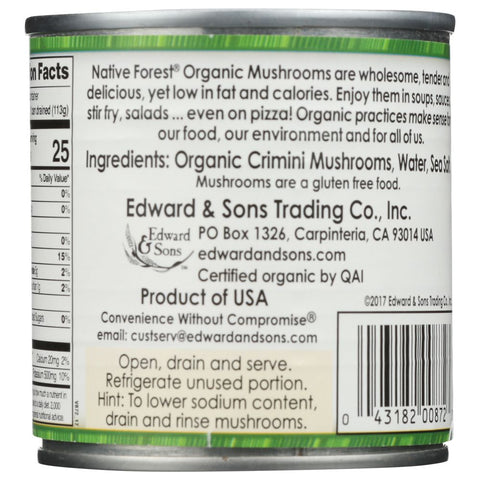 Native Forest Organic Mushrooms Crimini Slices - 4 oz