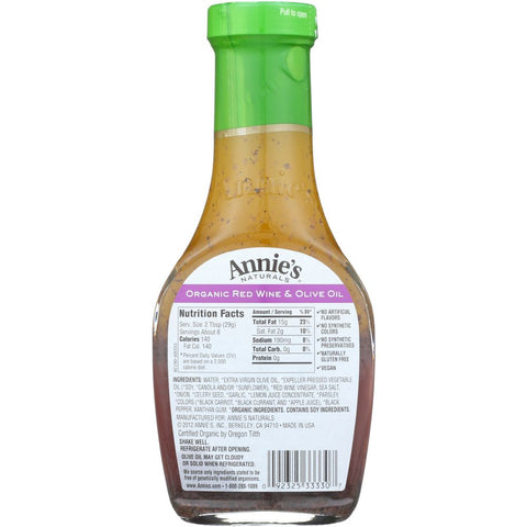 Annie's Naturals Organic Red Wine & Olive Oil Vinaigrette - 8 oz