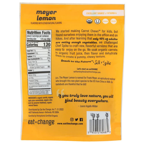 Eat The Change Organic Carrot Chews Meyer Lemon - 4.2 oz