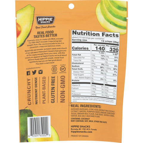 Hippie Snacks Avocado Crisps Sea Salt - 2.5 oz