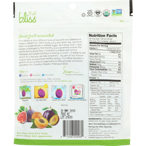 Fruit Bliss Organic Fruit Medley Apricot, Fig and Plum - 5 oz