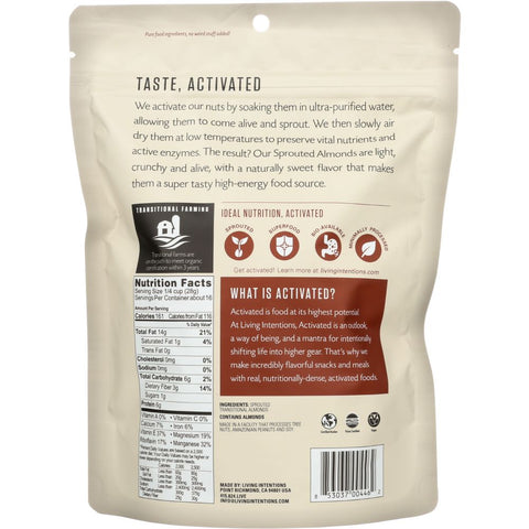 Living Intentions Activated Sprouted Almonds Unsalted - 16 oz