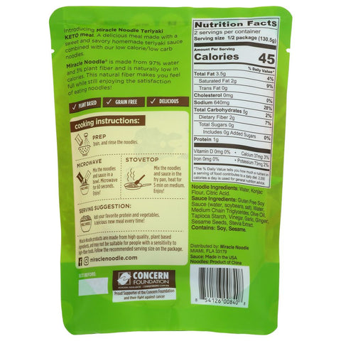 Miracle Noodle Teriyaki Keto Meal - 9.2 oz