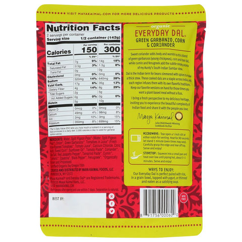 Maya Kaimal Everyday Dal Green Garbanzo Corn & Coriander - 10 oz