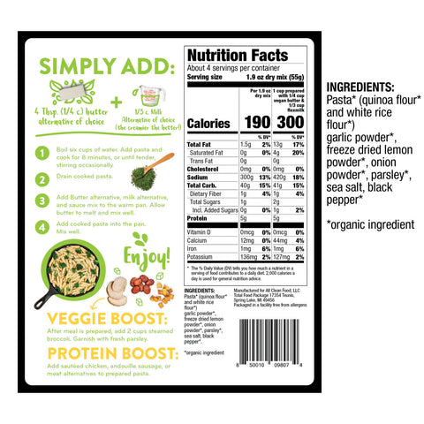 All Clean Food Organic Creamy Garlic Pasta - 7.5 oz.