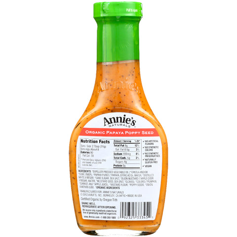 Annie's Homegrown Naturals Organic Papaya Poppy Seed Dressing - 8 oz.