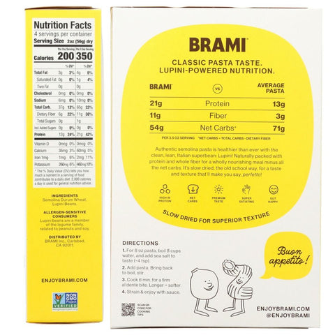 Brami Lupini Snack Curly Macaroni Pasta - 8 oz