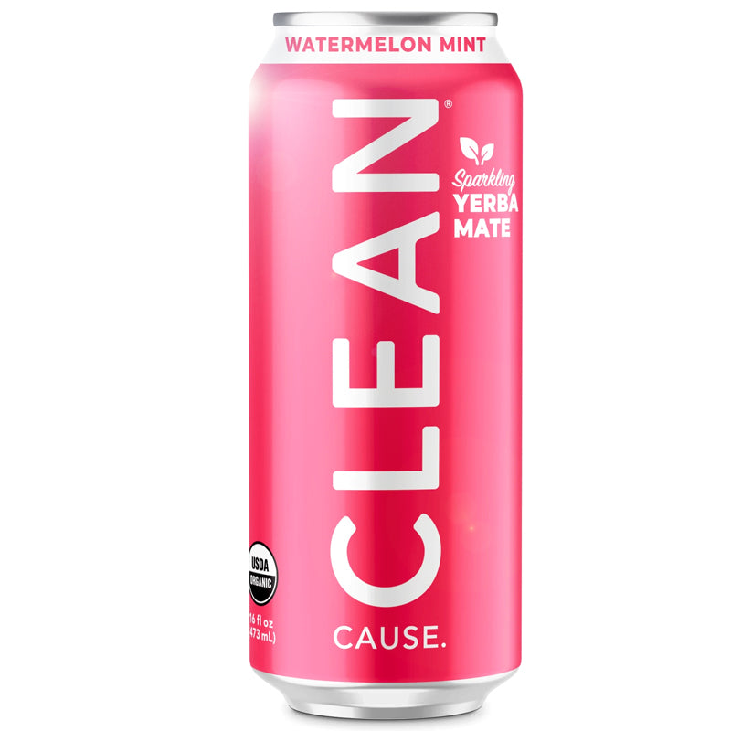 Clean Cause Yerba Mate, Watermerlon Mint, Sparkling - 16 fl oz