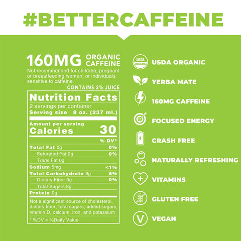 Clean Cause Organic Sparkling Yerba Mate - Lemon Lime - 16 oz.