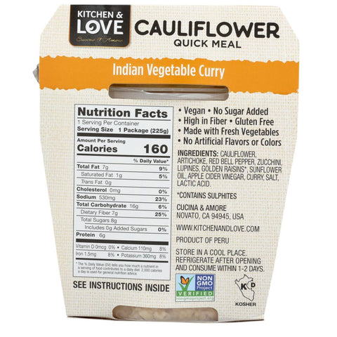 Cucina & Amore Indian Vegetable Curry Quick Meals - 7.9 oz.