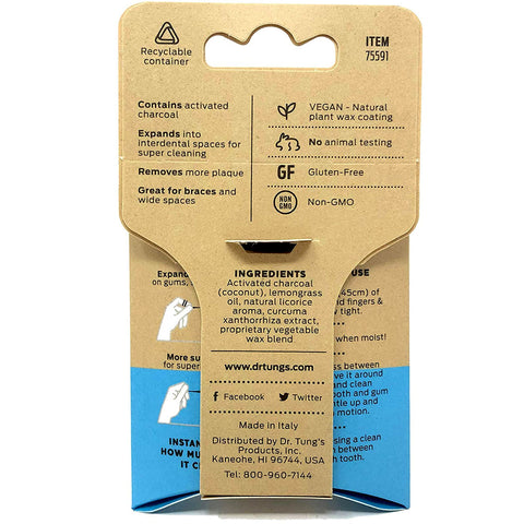 DrTung's Activated Charcoal Vegan Smart Floss Lemongrass - 30 Yards