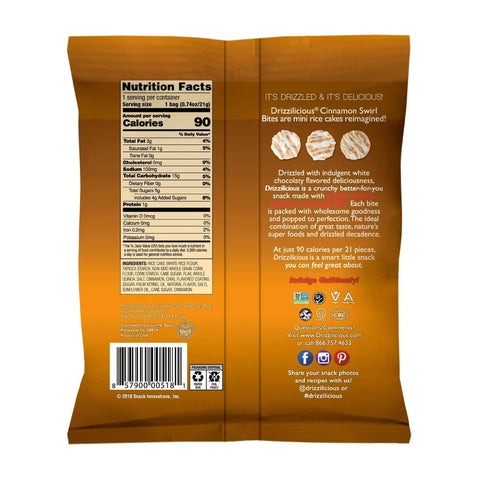 Drizzilicious Mini Rice Cakes Cinnamon Swirl Bites - 10 pk/0.74oz.