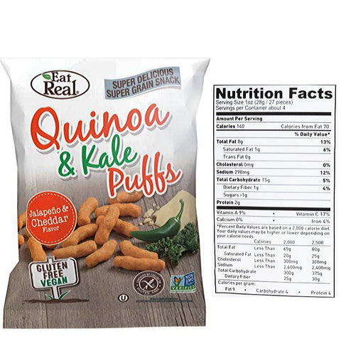 Eat Real Quinoa Kale Puffs Jalapeno & Cheddar Snack