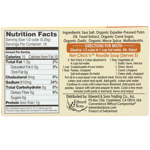 Edward & Sons Not-Chick'n Natural Bouillon Cubes - 2.5 oz.