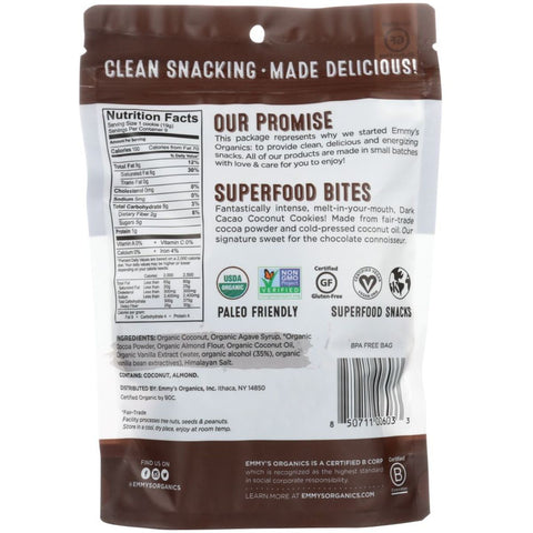 Emmy's Organics Coconut Cookies Dark Cacao - 6 oz.